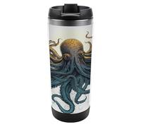 VstaDank Sun Ocean Octopus Stainless Steel Tumbler Travel Mug with Leak-proof Lid Double Wall Insulated Coffee Cup Reusable Vacuum Flask Or Water Bottle Hot & Cold Cup 380 Ml