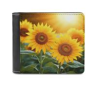 VstaDank Sunflower Flowers Wallet Extra Capacity Bifold Wallet Slim Leather Wallets Credit Card Holder Coin Purse for Men