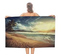 VstaDank Sunset on The Beach Beach Towel for Adult Quick Dry Sand Free Swim Towels Soft Large Size Pool Towels Lightweight Oversized Bath Towel for Travel, Camping, Swimming 51 X 31 Inches