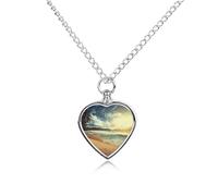 VstaDank Sunset on The Beach Urn Necklace for Ashes Personalized Pet Cremation Jewelry for Ashes Pendant Heart Urn Necklace Memorial Keepsake Jewelry for Pet Dog Cat Ashes Necklace