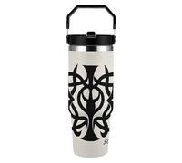 VstaDank Supernatural Symbols Black Tumbler with Top Handle Straws Double Wall Travel Coffee Mug 30 Oz Insulated Water Bottle Fits Car Cup Holder, Stainless Steel Cup for Hot And Cold Beverage