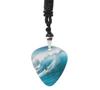 VstaDank Surfing Guitar Pick Necklace Custom Metal Guitar Pendant Rock Pick Necklace Personalized Pick Holder Pendant for Guitars Bass Ukulele