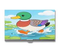 VstaDank Swan-necked Duck Business Card Holder Personalized Aluminum Alloy Business Card Case Slim Name Card Holder with Flip Fashion Metal Card Carrier for Men Women