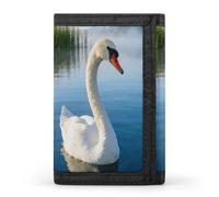 VstaDank Swan Wallets Fashion Trifold Wallet with Zipper&Keychain Large Front Pocket Wallets Slim RFID Blocking Wallet Credit Card Holder Coin Purse for Adult