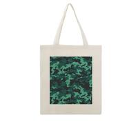 VstaDank Teal Camouflage Canvas Tote Bag with Handles Extremely Sturdy Reusable Shopping Bag Lightweight Foldable Cotton Cloth Grocery Bags Magic Aesthetic Tote Bag for Women Travel