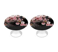VstaDank Tempting Cherry Blossoms Drawer Knob Round Dresser Sturdy Drawer Pulls with Mounting Screws Kitchen Stainless Steel Modern Decorative Handles for Cupboard Closet Bathroom