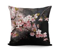 VstaDank Tempting Cherry Blossoms Pillow Covers Soft Plush Decorative Square Pillow Cover Modern Breathable Pillowcases Pillowcase with Invisible Zipper 18x18 Inches for Sofa Living Room