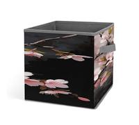 VstaDank Tempting Cherry Blossoms Storage Bin Collapsible Storage Cubes Organizer Oxford Cloth Storage Box with Dual Handles Large Stackable Closet Storage Bins for Sheets Hat Sweater