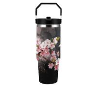 VstaDank Tempting Cherry Blossoms Tumbler with Handle 30 Oz Reusable Leakproof Water Bottle Insulated Stainless Steel Tumbler Double Wall Vacuum Travel Mug Fits in Car Cup Holder