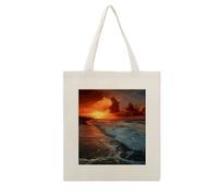 VstaDank The Beach Sunset Canvas Tote Bag with Handles Extremely Sturdy Reusable Shopping Bag Lightweight Foldable Cotton Cloth Grocery Bags Magic Aesthetic Tote Bag for Women Travel