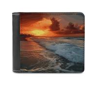 VstaDank The Beach Sunset Wallet PU Leather Wallet Credit Card Holder Extra Capacity Bifold Wallets for Men Women Fashion Wallets