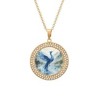 VstaDank The Green Phoenix Plays by The Stream Fashion Disc Pendant Round Necklace Disc Necklaces Dainty Coin Necklace Chian Choker Fashion Jewelry for Women Men, One size, Metal, No Gemstone