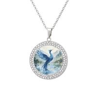 VstaDank The Green Phoenix Plays by The Stream Fashion Disc Pendant Round Necklace Disc Necklaces Dainty Coin Necklace Chian Choker Fashion Jewelry for Women Men, One size, Metal, No Gemstone