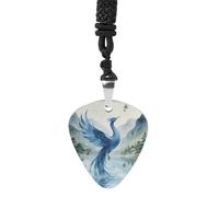 VstaDank The Green Phoenix Plays by The Stream Guitar Pick Necklace Guitar Pick Holder Hip Hop Punk Music Necklace Guitar Pendant Stainless Steel R&B Music Jewelry for Women Men Music Lovers