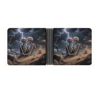 VstaDank The Lovers Skull Bifold Wallet for Women Men Slim Soft PU Leather Wallet Slim Minimalist Front Pocket Credit Card Holder