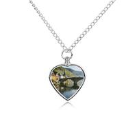 VstaDank The Morning Light on The Stone Bridge Urn Necklace for Ashes Personalized Pet Cremation Jewelry for Ashes Pendant Heart Urn Necklace Memorial Keepsake Jewelry for Pet Dog Cat Ashes Necklace