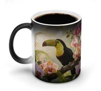 VstaDank The Morning Song of The Toucan And The Orchid Mug Ceramic Coffee Mugs Magic Color Changing Heat Sensitive Cups Large Capacity Funny Art Cup 16 OZ for Halloween Christmas Birthday Mom Friends
