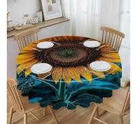 VstaDank The Most Beautiful Sunflower Round Tablecloth Premium Polyester Table Cloth Heavy Duty Washable Fabric Tablecloth Waterproof Holiday Table Cover Decorative Tablecloths for Dining 60"