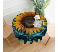 VstaDank The Most Beautiful Sunflower Tablecloth Easy to Clean Polyester Round Table Cover Washable Round Table Cloth Wrinkle-Free Circle Decoration Tablecloth for Kitchen Dining Room 60"
