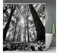 VstaDank The Oak Tree Bath Curtain Elegant Heavy Duty Shower Curtains 70x70 in Rustic Farmhouse Cloth Shower Curtains Neutral Modern Bath Curtain for Bathroom