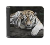 VstaDank Tiger Lie On Rock Wallet PU Leather Wallet Credit Card Holder Extra Capacity Bifold Wallets for Men Women Fashion Wallets
