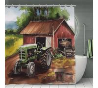 VstaDank Tractor on The Farm Bath Curtain Elegant Heavy Duty Shower Curtains 70x70 in Rustic Farmhouse Cloth Shower Curtains Neutral Modern Bath Curtain for Bathroom