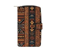 VstaDank Traditional African Design Pattern Wallet for Women Men Large Capacity Credit Card Holder,Multiple Card Slots Cute Clutch Wallet with Zip Slim PU Leather Long Wallets Bifold Travel Wallets