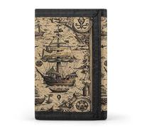 VstaDank Treasure Map Maritime Pirate Wallet for Men Women Stylish Trifold Wallet Slim Minimalist Front Pocket Outdoor Sports Wallets Cards Purse