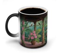 VstaDank Tropical Flowers Palm Leaves Mug Heat Sensitive Color Changing Cups 11 Oz Ceramic Discoloration Mugs Funny Camper Mugs Creative Magic Mug Modern Coffee Cup Novelty Water Cup for Men Women