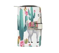 VstaDank Tropical Llama Alpaca Cactus Flower Wallets Multi-functional Long Wallet Leather Wallet Credit Card Holder Money Clip Travel Wallets Coin Purse