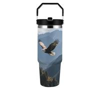 VstaDank Tumbler Stainless Steel Vacuum Insulated Tumbler with Handle Large Eagles Fly in The Valley Car Cup Reusable Travel Mug Leak-Proof Water Bottle Portable Coffee Cup for Outdoor 30 Oz