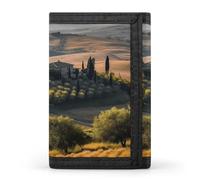 VstaDank Tuscany Landscape Tree Scenery Farm Trifold Wallet Slim Billfold With ID Window Extra Capacity Credit Card Holder Stylish Front Pocket Purses