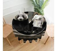 VstaDank Two Big Pandas Table Cloth Fashions Washable Round Tablecloth Decorative Table Cover Comfortable Straight Edge Tablecover for Dining Kitchen Party Outdoor 60 Inch