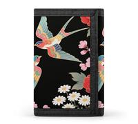 VstaDank Two Colorful Flying Birds Wallet Wallets Credit Card Holder Slim Minimalist Wallets with Zipper Thin Purse Trifold Wallet