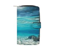 VstaDank Underwater View of Tropical Beach Wallets Multi-functional Long Wallet Leather Wallet Credit Card Holder Money Clip Travel Wallets Coin Purse