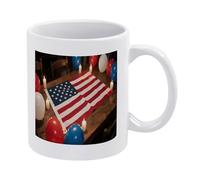 VstaDank USA 4th of July American Flag Coffee Mug with Handle Sublimation Mugs White Tea Mug Large Coffee Mug Personalized Ceramic Mug Great Gift for