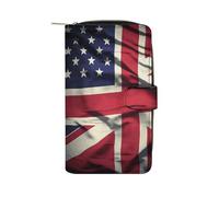 VstaDank USA Uk Flag Wallets Multi-functional Long Wallet Leather Wallet Credit Card Holder Money Clip Travel Wallets Coin Purse