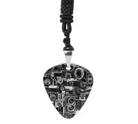VstaDank Vintage Camera Guitar Pick Necklace Guitar Pick Holder Hip Hop Punk Music Necklace Guitar Pendant Stainless Steel R&B Music Jewelry for Women Men Music Lovers
