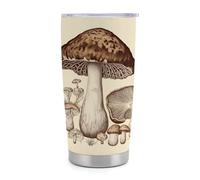 VstaDank Vintage Mushrooms Drawing Tumbler with Lid 20 Oz Stainless Steel Insulated Tumbler Double Wall Travel Coffee Mug Reusable Water Bottle Coffee Cup for Cold And Hot Drink Fits Car Cup Holder