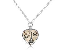 VstaDank Vintage Paris Eiffel Tower Urn Necklace for Ashes Personalized Pet Cremation Jewelry for Ashes Pendant Heart Urn Necklace Memorial Keepsake Jewelry for Pet Dog Cat Ashes Necklace