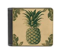 VstaDank Vintage Welcome Pineapple Leather Wallet for Men Bifold Wallet Stylish Slim Front Pocket Wallets Credit Card Holder Cash Purse