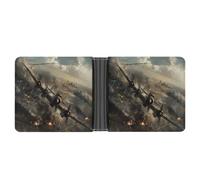 VstaDank War Plane Bifold Wallet for Women Men Slim Soft PU Leather Wallet Slim Minimalist Front Pocket Credit Card Holder