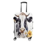 VstaDank Watercolor Cow And Daisy Flower Luggage Cover for Suitcase Tsa Approved Personalized Anti-Scratch Suitcase Cover Washable Baggage Covers Fashion Travel Suitcase Protector for Men Women, style