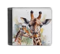 VstaDank Watercolor Deer Giraffe Wallet Extra Capacity Bifold Wallet Slim Leather Wallets Credit Card Holder Coin Purse for Men