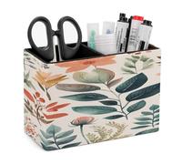 VstaDank Watercolor Flowers Pencil Holder for Desk Organizer 2 Compartments Pen Cup Leather Square Pen Holder Pencil Cup Stand Makeup Brush Holders for Desktop Organizer Storage Case
