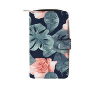 VstaDank Watercolor Monstera Pattern Wallets Multi-functional Long Wallet Leather Wallet Credit Card Holder Money Clip Travel Wallets Coin Purse