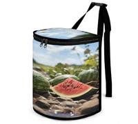 VstaDank Watermelon on The Ground Car Trash Can with Lid Hanging Garbage Bin Leak-Proof Spill-Proof Car Trash Can Large Capacity Multipurpose Trash Bin for Van Easy to Clean Dustbin