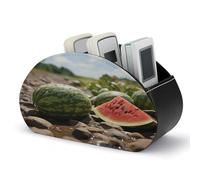 VstaDank Watermelon on the Ground Remote Control Holder with 5 Compartments TV Remote Caddy / Box PU Leather Multifunction Office Desk Storage Box Bedside Table Desk Storage Organizer