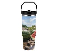 VstaDank Watermelon on The Ground Tumbler with Lid And Straw Stainless Steel Water Bottles Double Walled Vacuum Insulated Water Bottle Leakproof Tumbler Travel Coffee Mug Thermal Cup