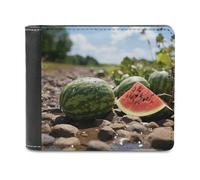 VstaDank Watermelon on The Ground Wallet Mens Bifold Wallet with Multiple Card Slots PU Leather Slim Billfold Minimalist Wallets
